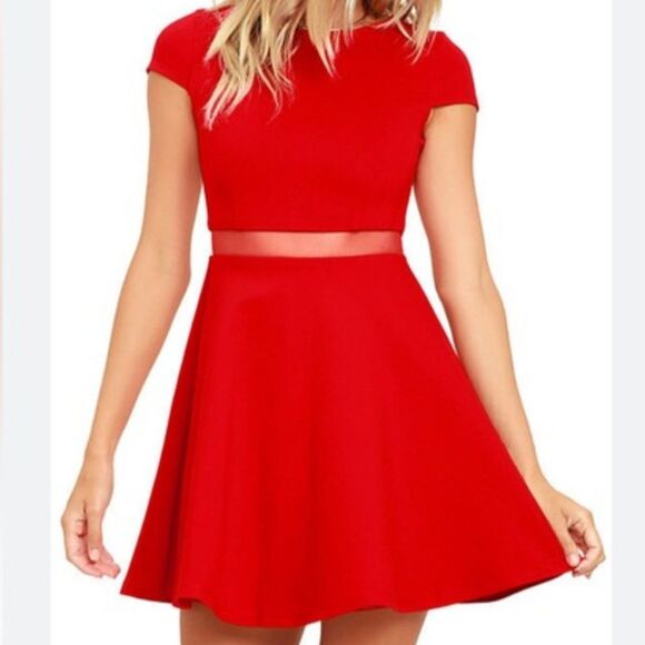 Lulu's Red Skater Dress - Size Small - Picture 1 of 10